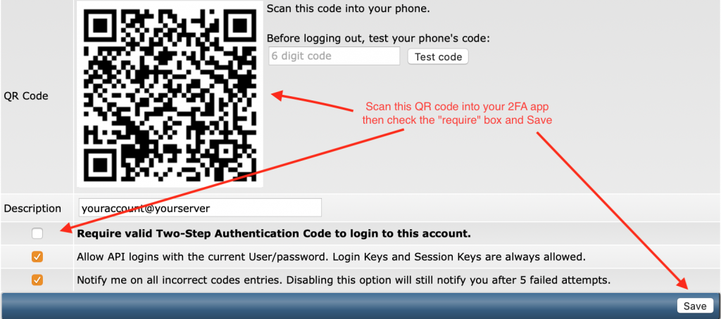 Screenshot of QR code