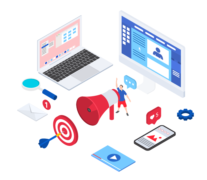 Digital-Marketing isometric illustration for digital marketing